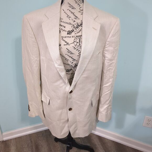 ARNOLD BRANT Mens 100% Bamboo Herringbone Blazer 42 r suit jacket coat - Picture 1 of 8